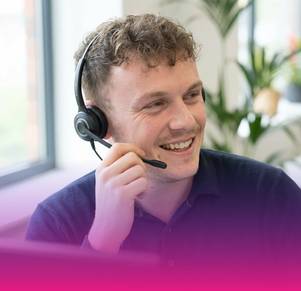 Easybook Training customer service advisor wearing a headset